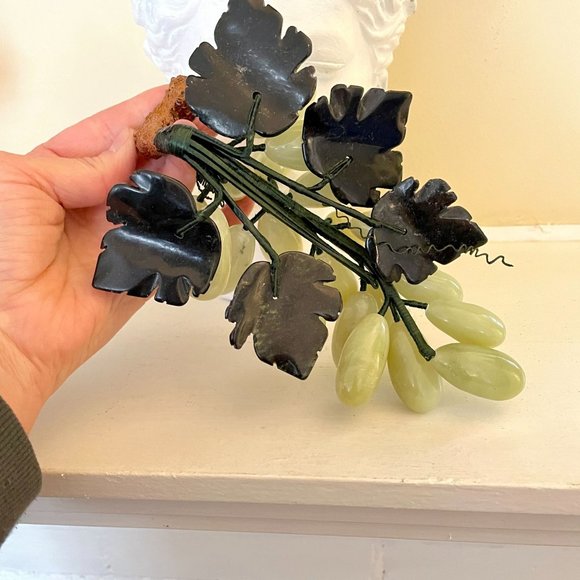 Italian Vintage 1950s Jade Stone Grapes Onyx Leaves Celadon Alabaster Marble - Picture 8 of 8